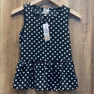 COMO VINTAGE- Black Polka Dot Tank
